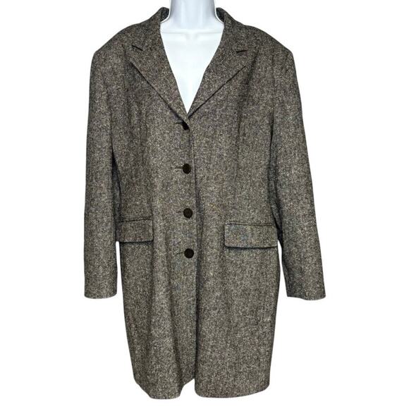 Louben Jackets & Blazers - Louben Grey Neutral Old Money Mob Wife Tweed Wool Blend Blazer Coat Womens Sz 16